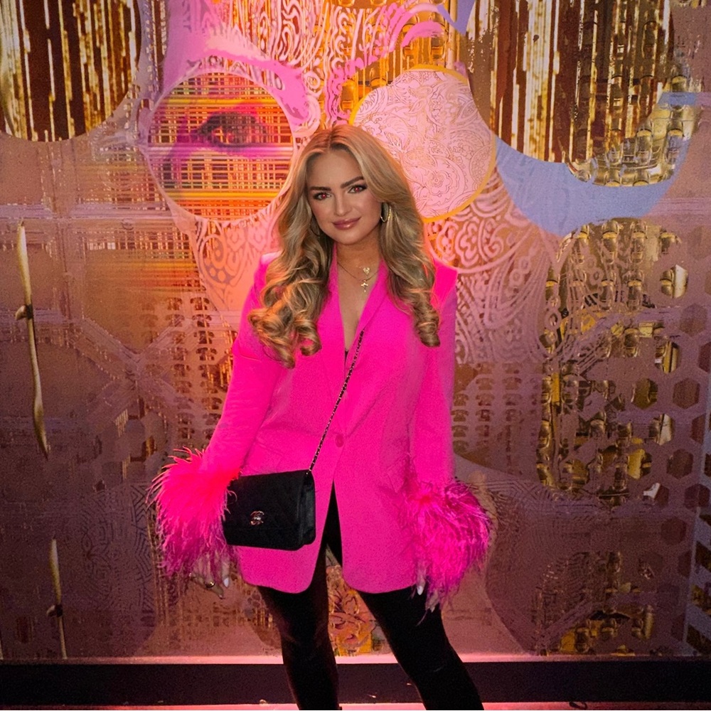Zara Pink Feather Blazer